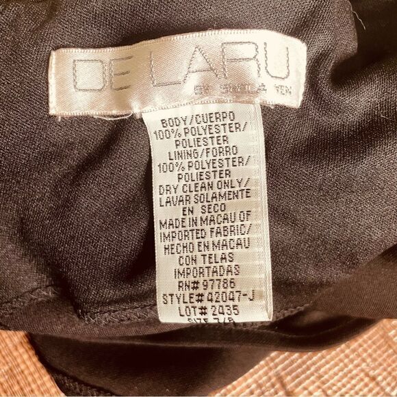 90s Vintage De Laru Black Beaded Halter Prom Gown Black Flowy Maxi Dress 7/8 - Picture 6 of 10